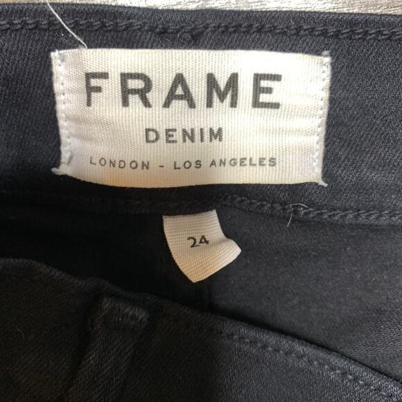 Frame Denim Le Skinny de Jeanne Low Rise Black Jeans Women's Size 24 - Picture 7 of 10